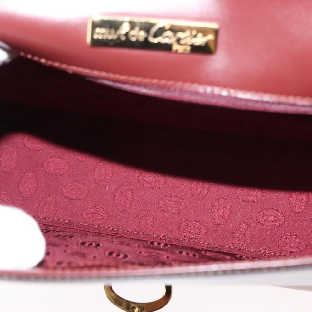 CARTIER Hand Bag Leather Bordeaux Gold Auth 146656 - Picture 11 of 16